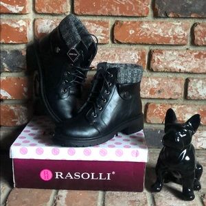 Rasolli,Women's S/Lace Cute Fur-Lined combat Boots